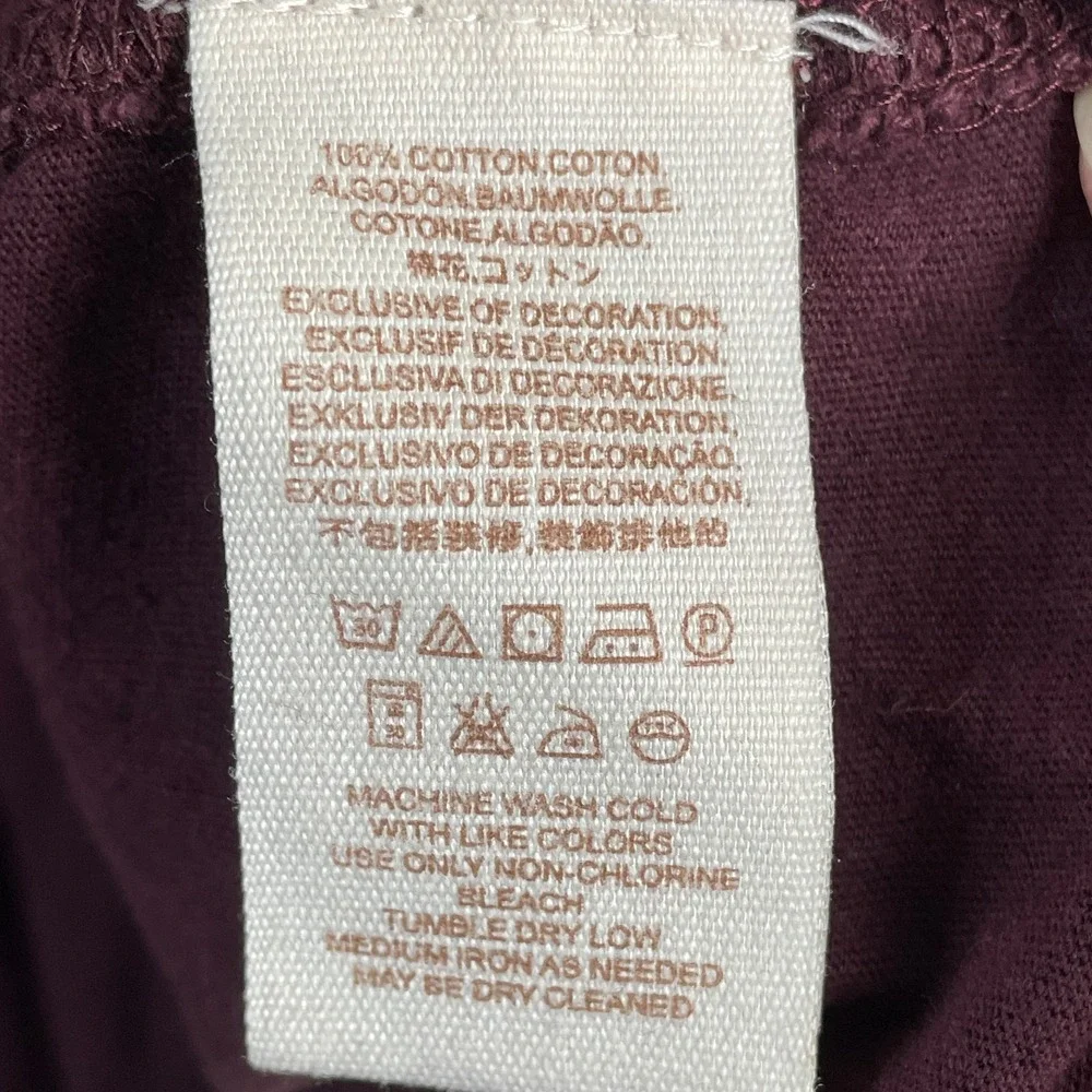Free People Embroidered Penny Tee Floral Top XS Maroon Gold Metallic Fairy Boho‎